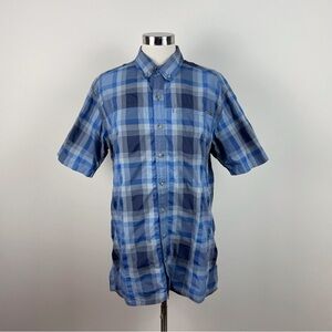 Eddie Bauer Blue Gray Plaid Check Collared Button Down Shirt Men Tall Large